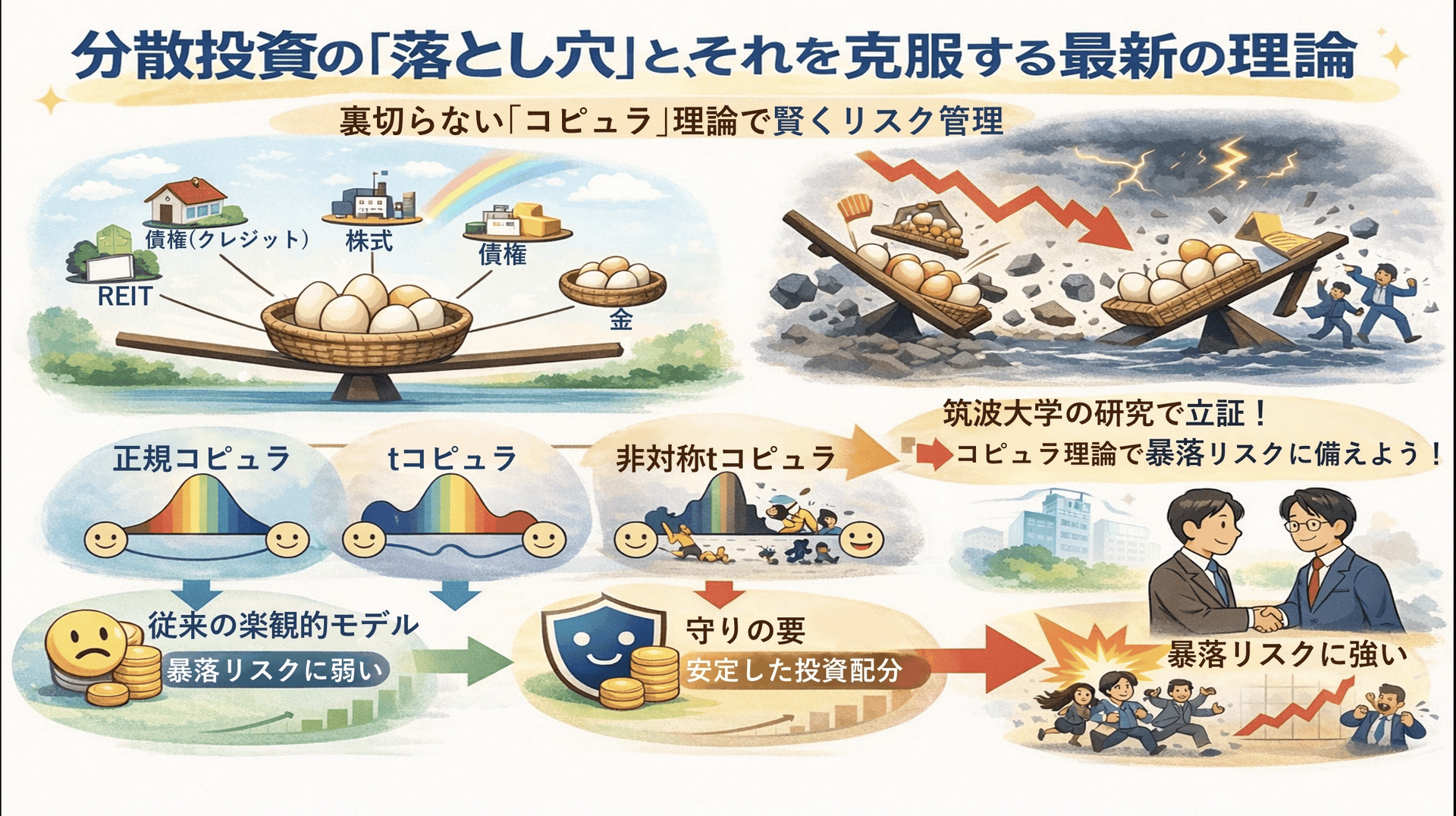 分散投資の鍵「非対称tコピュラ」とは