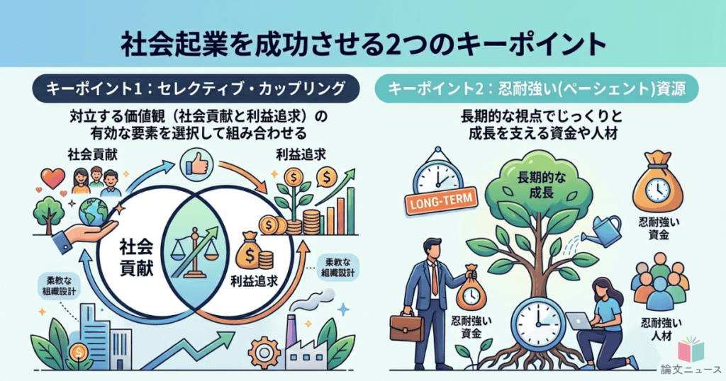社会貢献と利益を両立させる社会起業に２つの鍵　セレクティブ・カップリングと忍耐強い資源