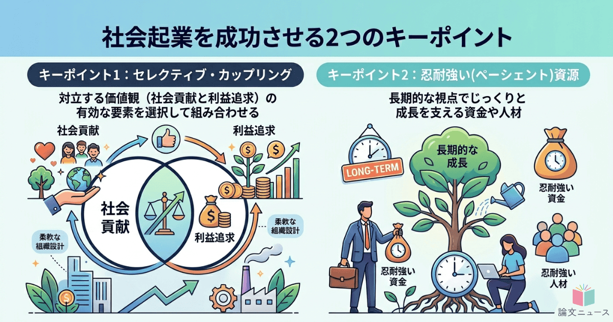 社会貢献と利益を両立させる社会起業に２つの鍵　セレクティブ・カップリングと忍耐強い資源